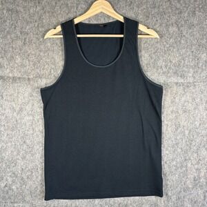 Steele Textured Knit Tank Top Medium St33le Navy Blue Sleeveless Stretch Jock